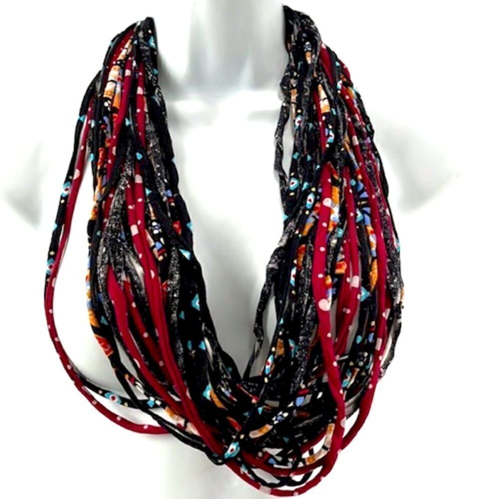Dona Bela Shreds Shred Lite upcycled fabric necklace scarf boho jewelry NEW NWOT